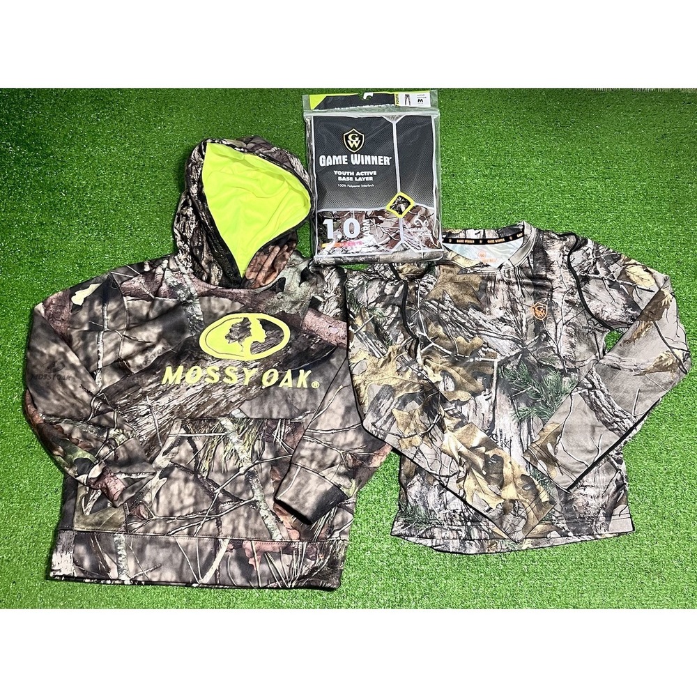 Mossy Oak Camo Hunting Hoodie Youth S Camo Lot Kid Shirt Long John Underwear NEW